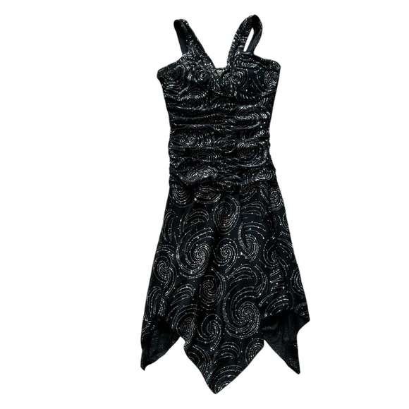 Vintage Deb black mini dress medium sparkle fairy grunge handkerchief 90s Y2K - Picture 7 of 9